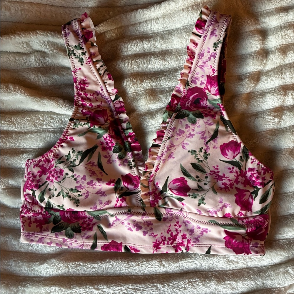 Mossimo Supply Co. Burgundy Floral Swim Top